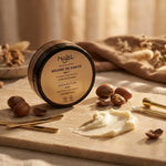 Beurre de karité brut bio Najel 100g avec ingrédients naturels et applicateurs cosmétiques