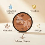 Beurre de Karité Cacao Najel bio 100g avec icônes bénéfices hydratation protection réparation