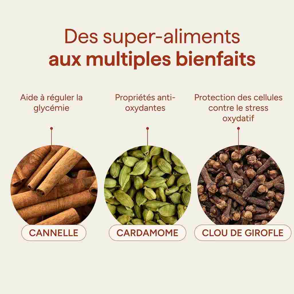 Bienfaits des superaliments du chaï latte nümorning