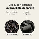 Bienfaits du sésame noir et du charbon dans le black sésame latte de la marque nûmorning