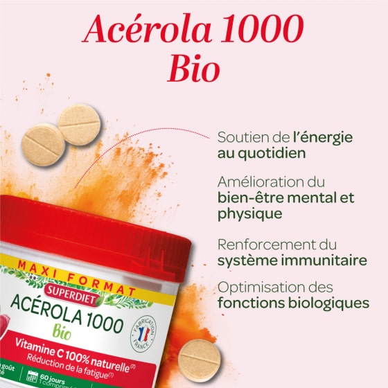Les bienfaits des comprimés d'Acérola 1000 Bio Superdiet