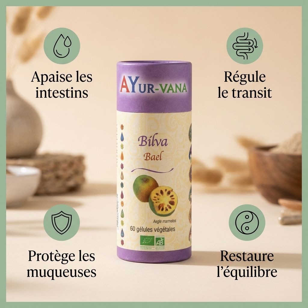 Bilva Bio 60 gélules Ayur-Vana pour confort intestinal avec bénéfices digestifs affichés