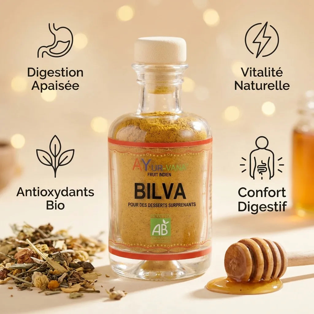 Bilva bio en poudre Ayur-Vana 50g avec bénéfices digestifs et antioxydants naturels