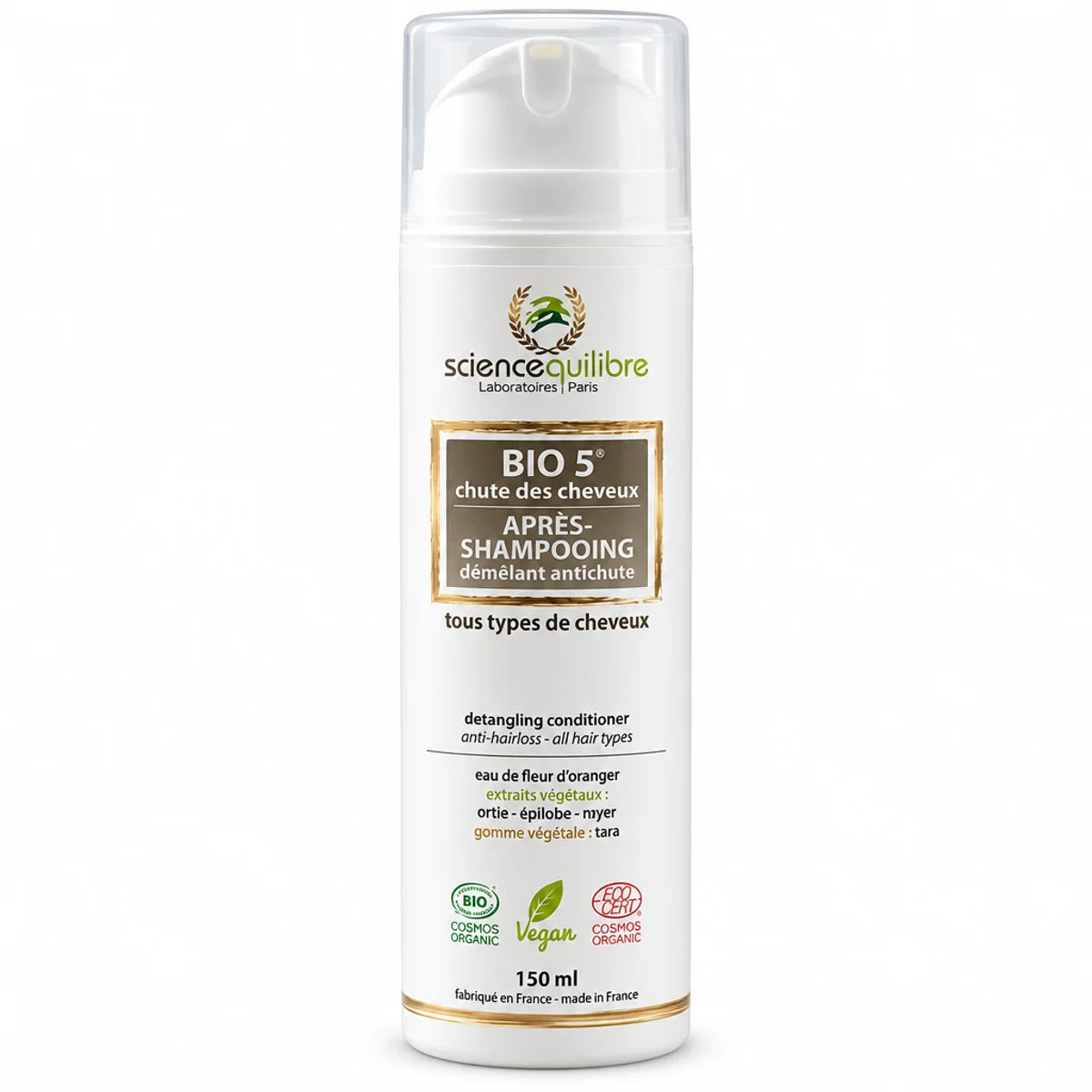 BIO 5 après-shampoing anti-chute bio 150ml Science et Équilibre flacon blanc