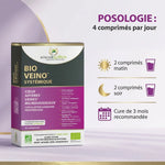 BIO VEINO Systémique 60 comprimés avec posologie 4 par jour et cure 3 mois recommandée