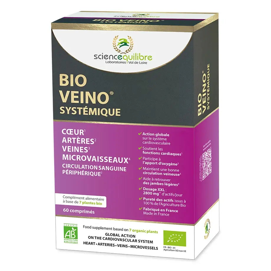 Une boite de BIO VEINO systémique de 60 comprimés de la marque Science et Équilibre