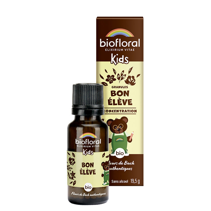 Granules Bon élève bio pour enfants - Fleurs de Bach - 19,5 g - Biofloral