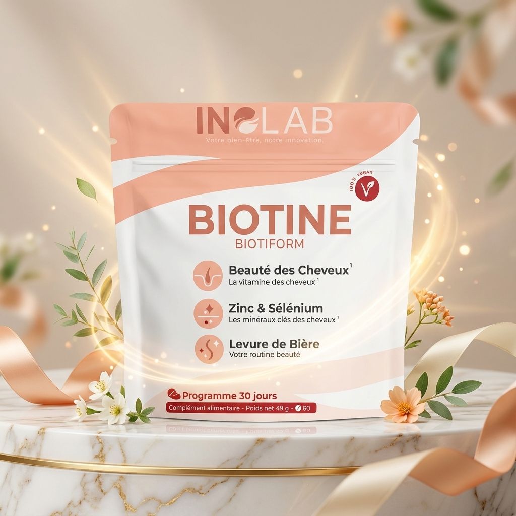 BIOTIFORM complexe cheveux biotine levure bière zinc sélénium Inolab sur marbre