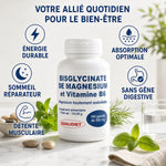 Bisglycinate de Magnésium Vitamine B6 Qualidiet 180 gélules avec bénéfices santé énergies sommeil