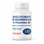 Bouteille Bisglycinate de Magnésium et Vitamine B6 Qualidiet 180 gélules
