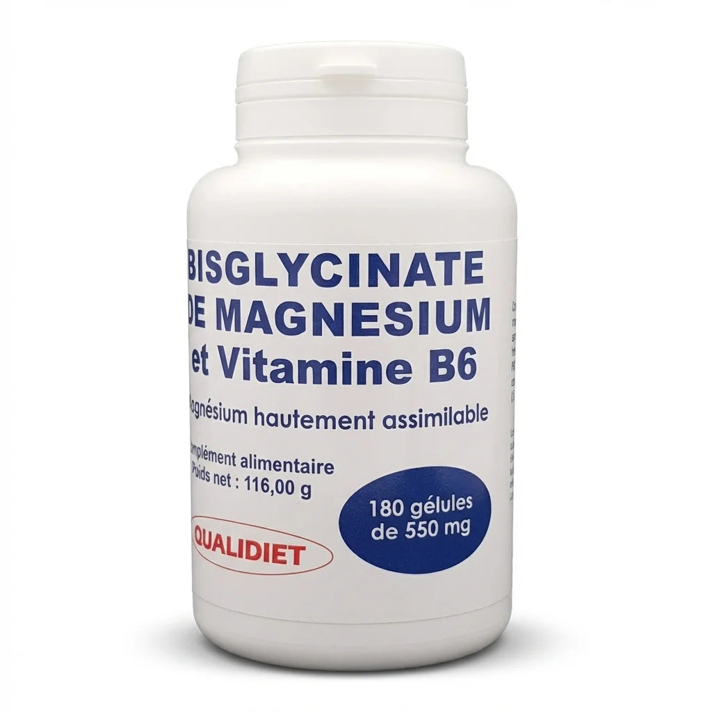 Flacon Bisglycinate de Magnésium et Vitamine B6 - 180 gélules Vitalosmose