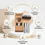 Blaireau argenté Bambaw avec bénéfices rasage : mousse riche, exfoliation douce, moins d'irritations