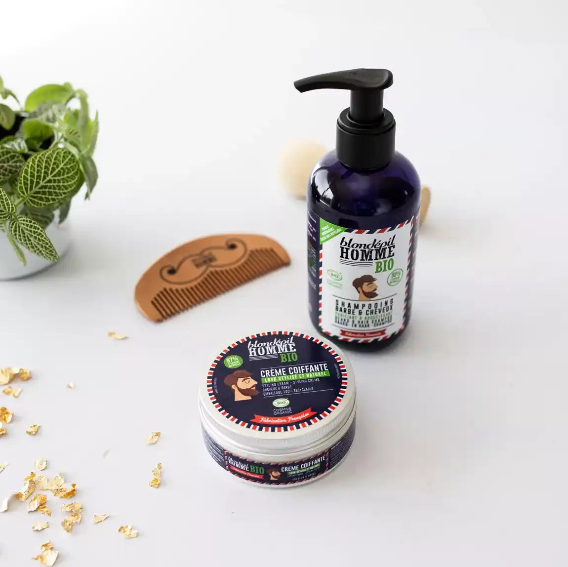 Pack shampoing et crème coiffante barbe et cheveux blondépil.