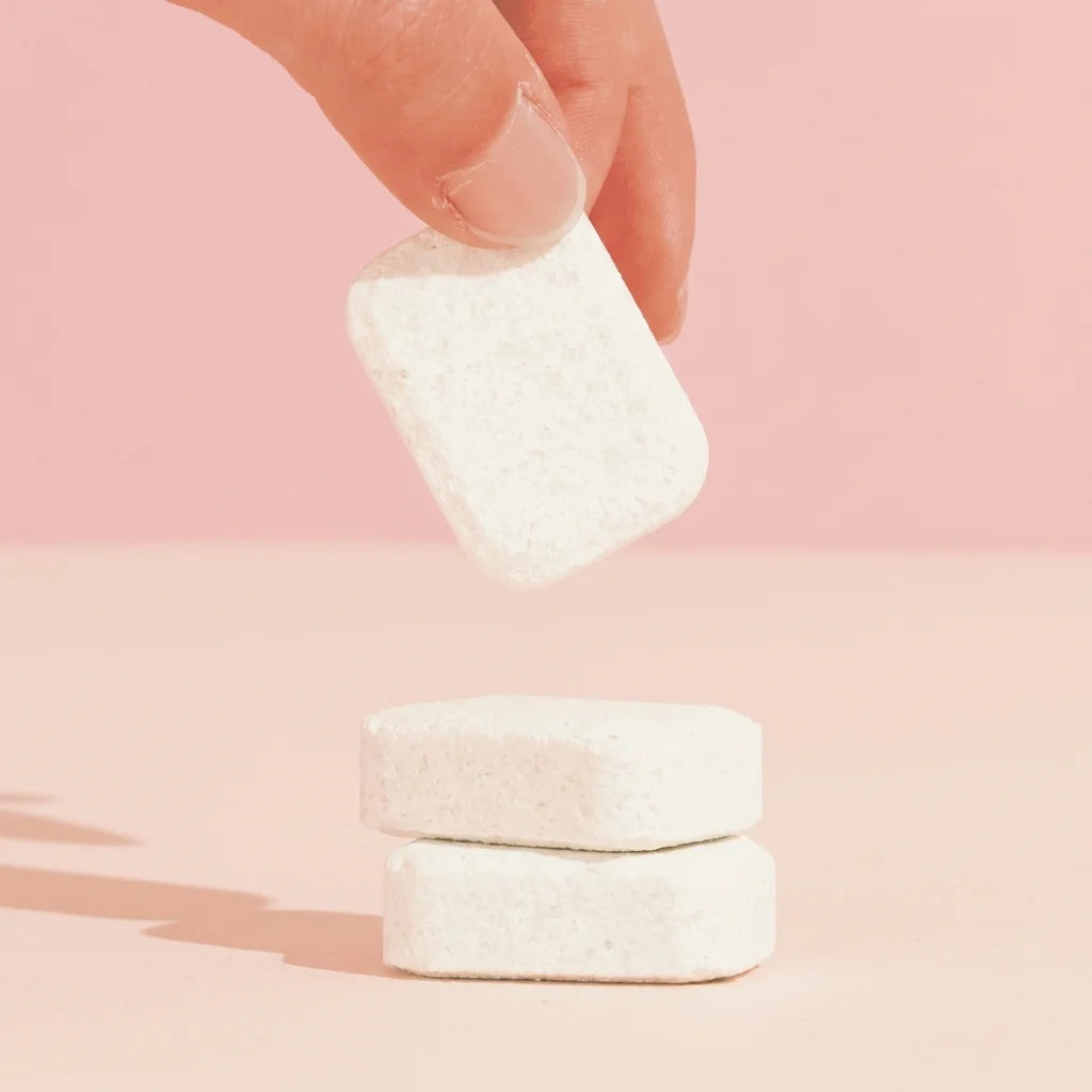 Tablettes lave-vaisselle Pimpant 40 doses écologiques, fond rose minimaliste