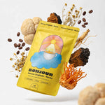 Bonjour Drink café aux champignons adaptogènes saveur originale mocha avec ingrédients naturels visibles