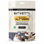 Bouchées Alt'Vers Bio Biovetol contre vers intestinaux chat sur fond blanc