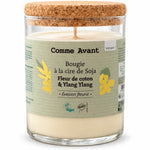 Bougie soja Comme Avant Fleur de coton Ylang Ylang 190g en verre avec étiquette verte