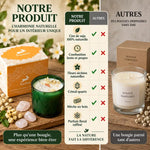 Bougie soja jasmin Hop Hare avec cristal quartz et fleurs séchées comparée à alternatives