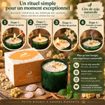 Bougie cire soja jasmin Hop Hare avec guide d'utilisation fleurs séchées et cristal quartz