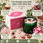 Bougie soja fleurs séchées rose et quartz rose Hop Hare avec ingrédients naturels