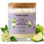 Bougie cire de soja Pomme Fleur Sureau Comme Avant 190g en verre avec bouchon liège