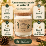 Bougie soja Comme Avant Sapin Cèdre 190g avec guide utilisation 4 étapes diffusion 40h