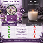 Bougie Lavande Améthyste Hop Hare avec cristaux vs bougie basique - Comparaison produit