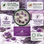 Bougie Lavande & Améthyste Hop Hare - Cire de soja naturelle avec cristal véritable