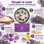 Bougie Lavande Améthyste Hop Hare avec ingrédients naturels: cire soja, cristaux, mèche bois