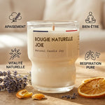 Bougie Naturelle Joie 110g avec bénéfices apaisement, bien-être et respiration pure