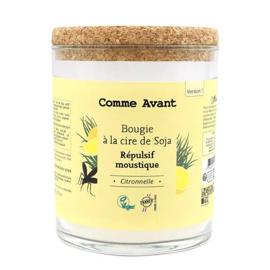Une Bougie citronelle anti-moustique à la cire de soja de 190g de la marque Comme Avant