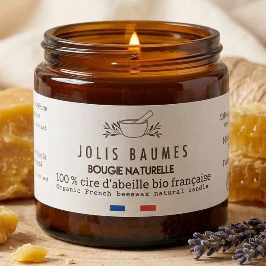 Bougie à la cire d'abeille de 80g de la marque jolis baume.