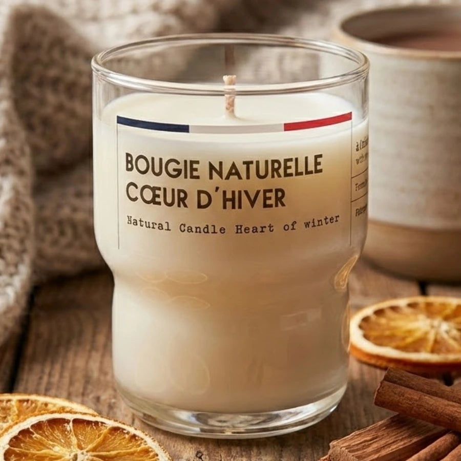 Une bougie de 110g coeur d'hiver de la marque jolis baume.