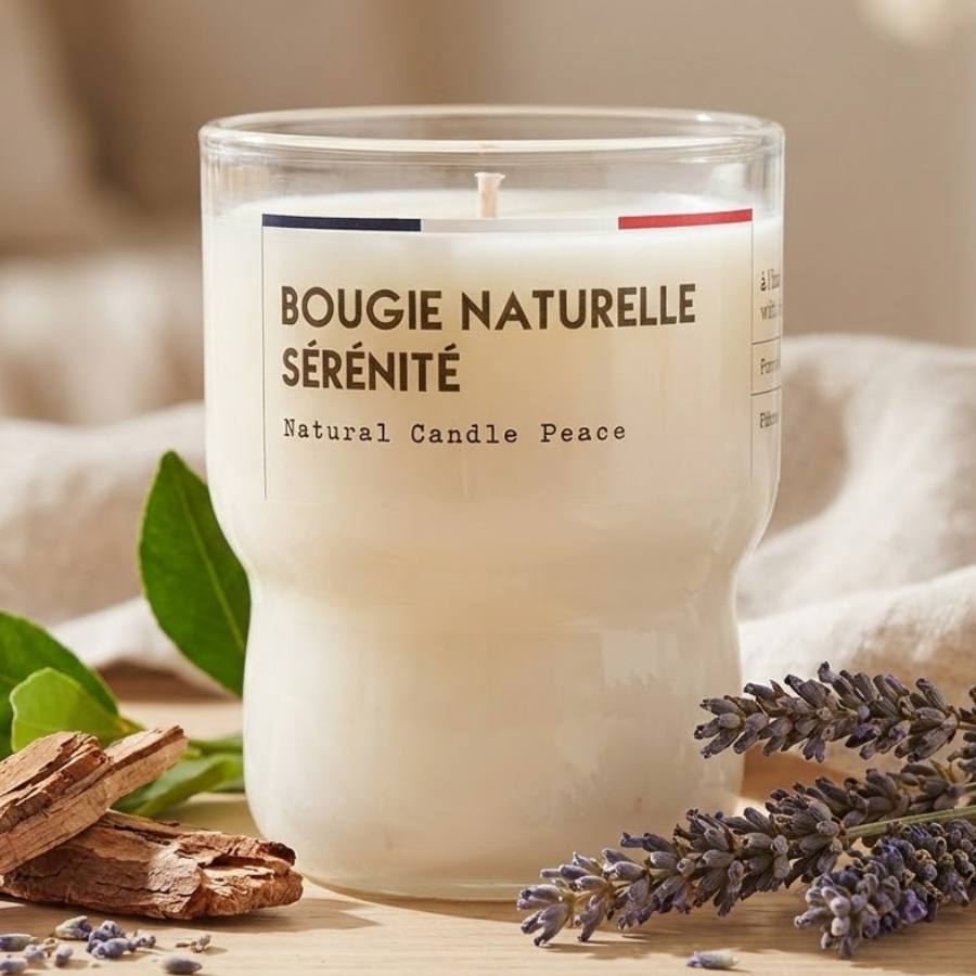 Une Bougie Naturelle Sérénité de 110 grammes de la marque Jolis Baume