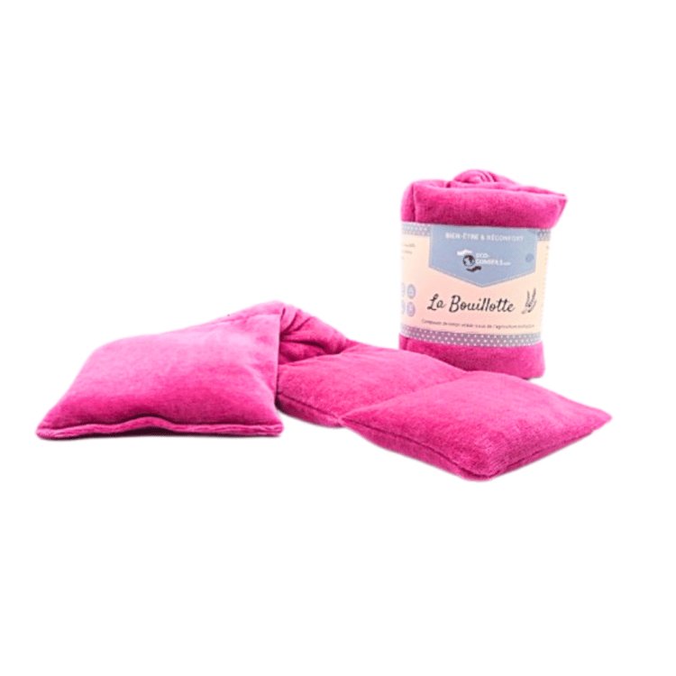 Une bouillote tour de cou au micro onde de couleur rose