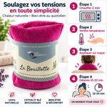 Bouillotte micro-onde tour de cou rose Eco-conseils avec guide d'utilisation en 4 étapes