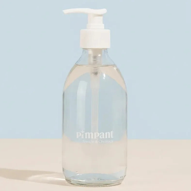 Bouteille verre rechargeable Pimpant 250 mL blanc pour shampoing et gel douche écologique