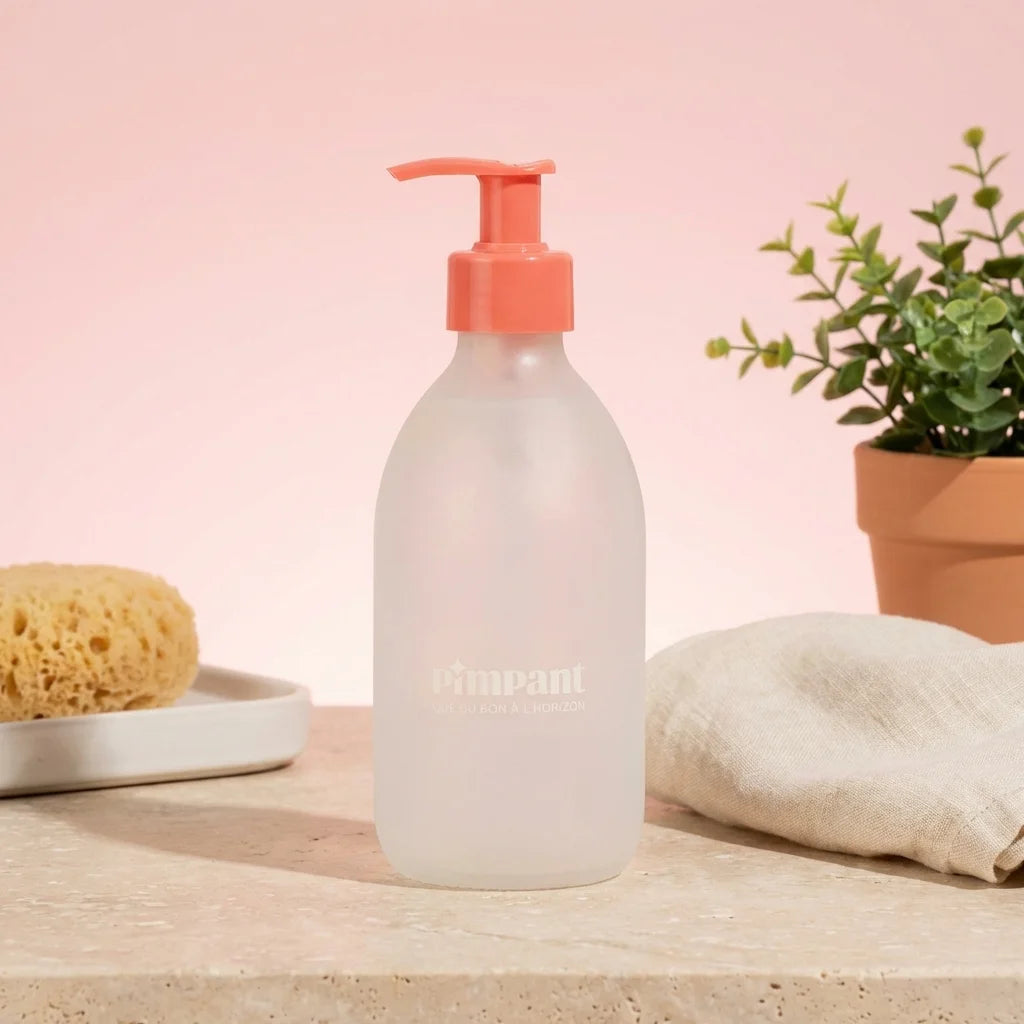 Bouteille gel lavant Kids Pimpant 250ml verre rechargeable pompe corail