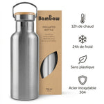 Bouteille isotherme acier inoxydable 750ml Bambaw - 12h chaud, 24h froid