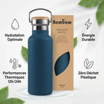 Bouteille isotherme Bambaw bleu saphir 750ml acier inoxydable avec bénéfices hydratation et performances thermiques
