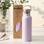 Bouteille isotherme Bambaw lilas clair 750ml en acier inoxydable avec bouchon bambou
