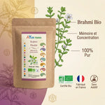 Brahmi bio poudre 150g Ayur Vana - produit certifié pour mémoire et concentration