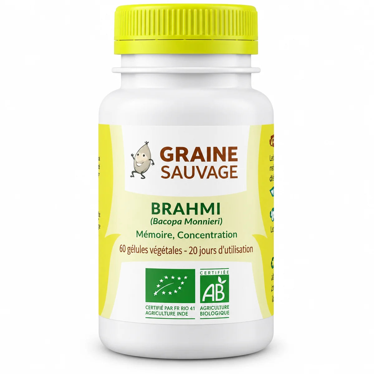 Brahmi Bio vegan Graine Sauvage en gélules - Complément alimentaire certifié AB