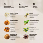 Les principaux ngrédients du Brainstoorm café aux champignons adaptogènes 180g - Mush N Go