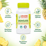 Bromélaïne Graine Sauvage 60 gélules avec ses 5 bénéfices: digestion, articulations, immunité et récupération