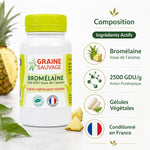 Bromélaïne 60 gélules Graine Sauvage avec composition ingrédients et enzyme protéolytique