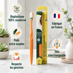 Brosse à dents Apimani bioplastique souple avec étui, fabriquée en France, poils extra-souples