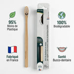 Brosse à dents en bois Apimani avec étui, 95% moins de plastique, 100% biodégradable, fabriquée en France