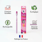 Brosse à dents rechargeable Lamazuna lilas extra souple avec avantages écologiques et gencives sensibles