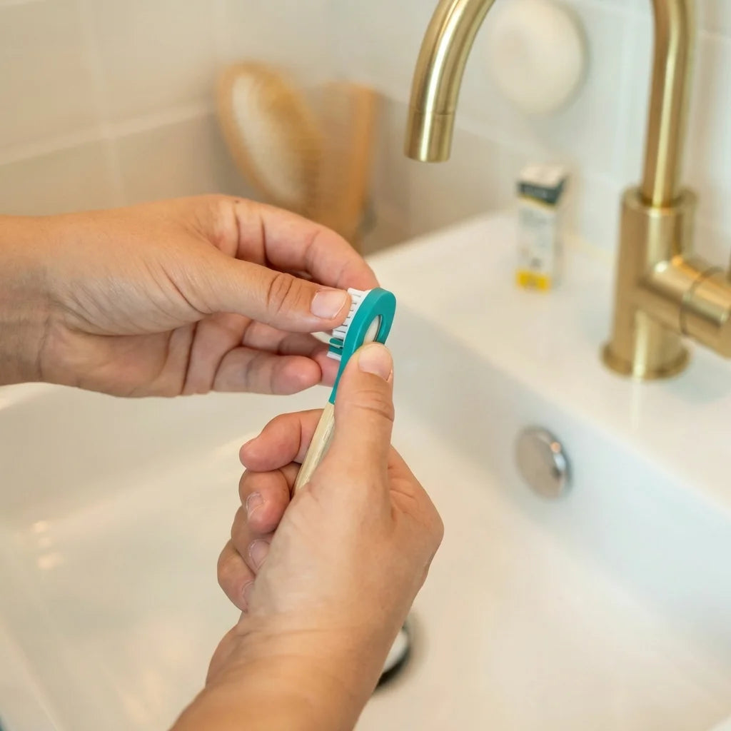 Brosse à dents rechargeable Apimani tête interchangeable bleue écologique